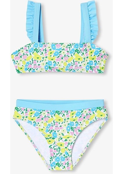 Kız Çocuk Çiçek Desenli Bikini Takımı