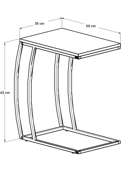 Profile C Sehpa - Mermer Desenli 50X62X35 cm (Gxyxd)