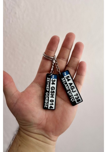 Kişiye Özel Plaka Anahtarlık Çiftli Set (2 Adet) - Isimli ve Plakalı Araç Anahtarlığı