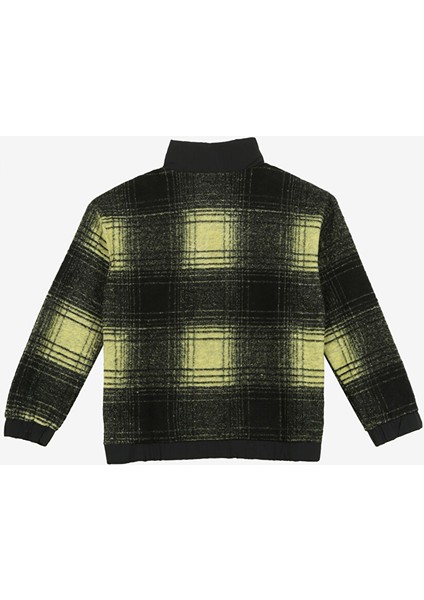 Sarı - Siyah Erkek Çocuk Dik Yaka Oversize Ekose Sweatshirt D3WB-SWT16