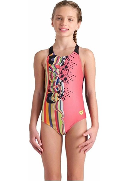 Girl's Arena Palette Swimsuit Swim Pro Back Kız Çocuk Yüzücü Mayo Kırmızı 007918350