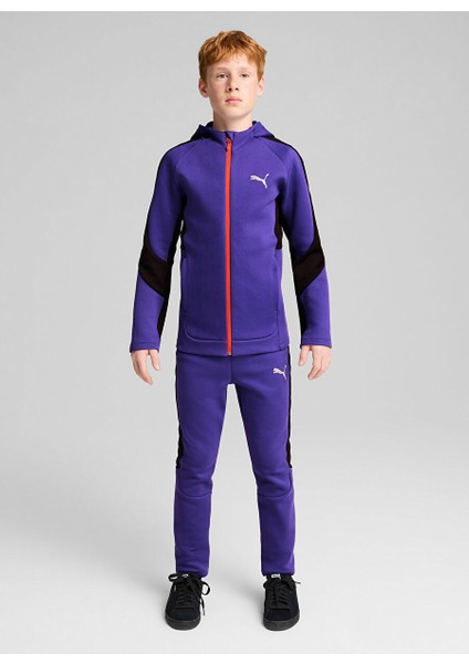 Mor Erkek Çocuk Düz Eşofman Üstü 68180327-EVOSTRIPE Fz Hoodie Dk