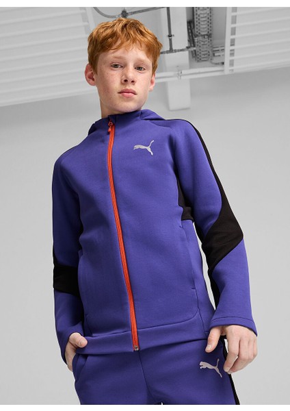 Mor Erkek Çocuk Düz Eşofman Üstü 68180327-EVOSTRIPE Fz Hoodie Dk