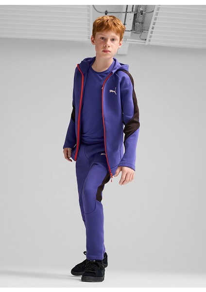 Mor Erkek Çocuk Düz Eşofman Üstü 68180327-EVOSTRIPE Fz Hoodie Dk