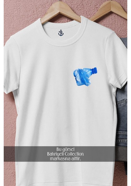 Oversize Plastik Su Şişesi Pet Cep Tasarımlı Unisex T-Shirt fırsatları