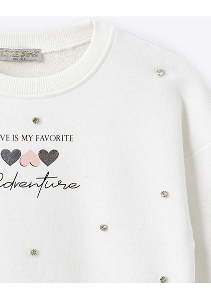 Kız Çocuk Taş Detaylı Sweatshirt