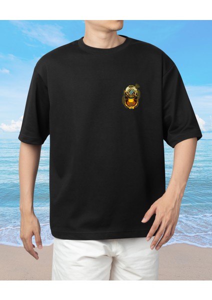 Oversize Gold Dalgıç Dalış Başlığı Tasarımlı Unisex T-Shirt