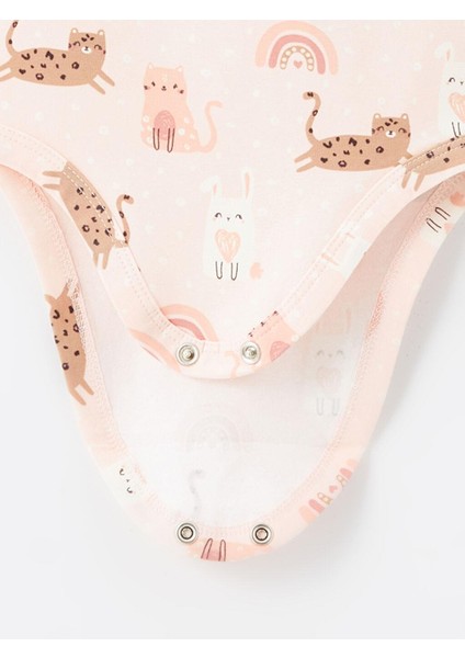 Baby Pembe Bisiklet Yaka Kız Bebek Çıtçıtlı Body 2'li modelleri