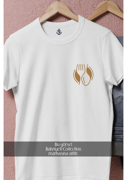 Oversize Çatal ve Restaurant Logo Cep Tasarımlı Unisex T-Shirt fırsatları