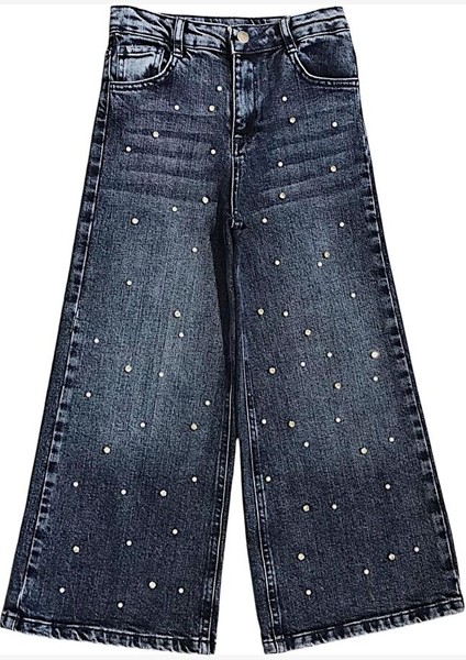 Kız Çocuk Inci ve Taşlı Jean Pantolon