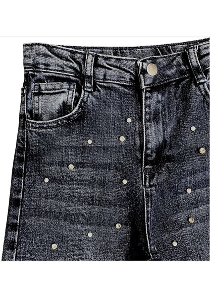Kız Çocuk Inci ve Taşlı Jean Pantolon