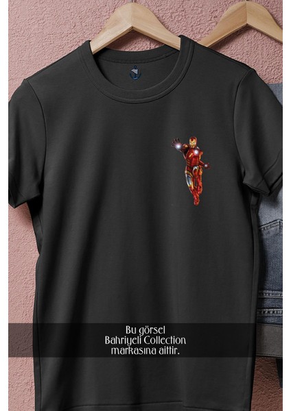 Oversize Iron Man Cep Tasarımlı Unisex T-Shirt fiyatları