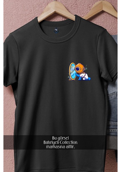 Oversize Aynaya Bakan Mini Dalgıç Cep Tasarımlı Unisex T-Shirt fiyatları
