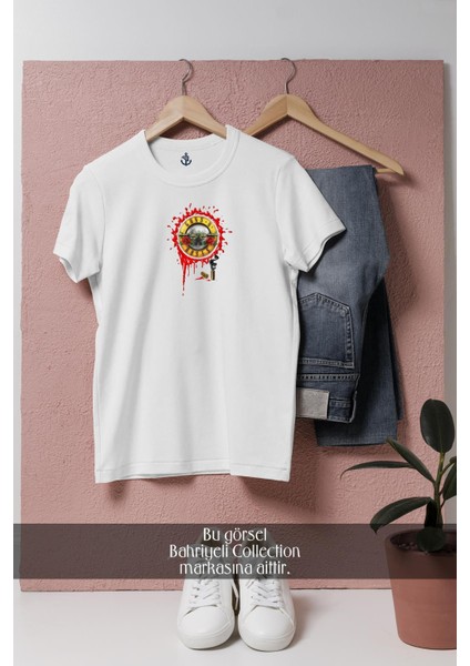 Oversize Guns N' Roses Logo Tasarımlı Unisex T-Shirt