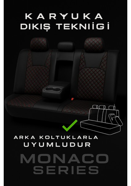 Audi A3 1996-2003 Nan Monaco Serisi Eviza Siyah Kırmızı Koltuk Kılıfı indirimleri