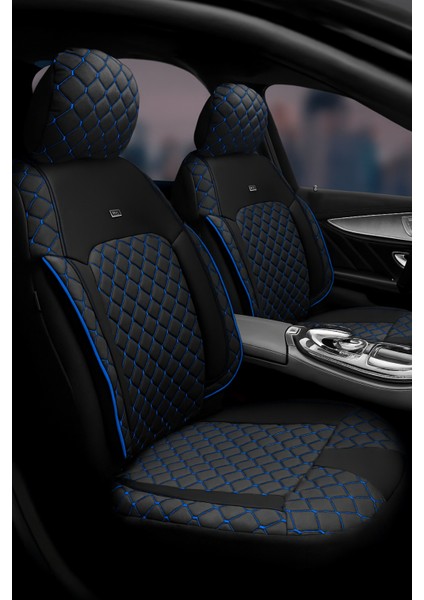 Fiat 500X 2014–2024 Monaco Serisi Eviza Siyah Mavi Koltuk Kılıfı