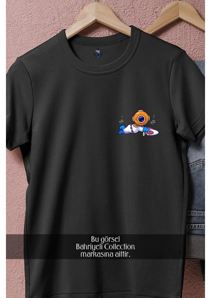 Oversize Dalış Yapan Mini Dalgıç Cep Tasarımlı Unisex T-Shirt fiyatları