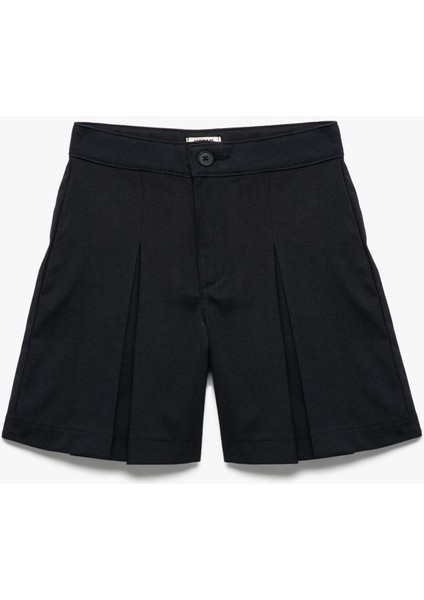 Normal Bel Cepli Viskon Karışımlı Pileli Şort