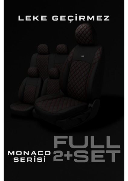 Renault Clio 4 Hb (Baz Donanım) 2012–2019 Monaco Serisi Eviza Siyah Kırmızı Koltuk Kılıfı