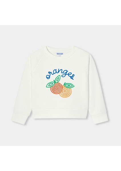 Kız Çocuk Pike Örgü Işlemeli Sweatshirt