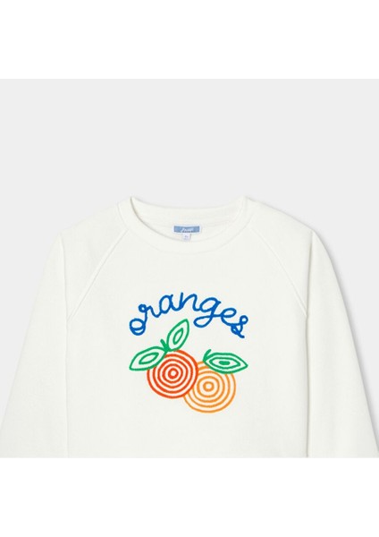Kız Çocuk Pike Örgü Işlemeli Sweatshirt
