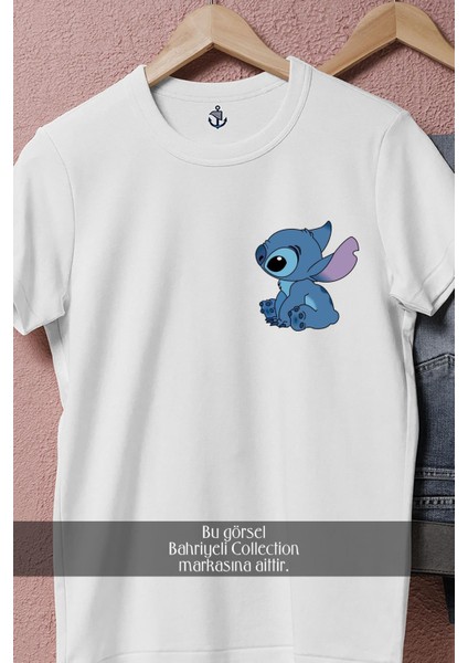 Oversize Lilo Et Stitch Cep Tasarımlı Unisex T-Shirt fırsatları
