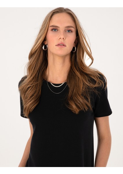 Kadın Siyah Regular Fit Örme Elbise 50306008-VR046