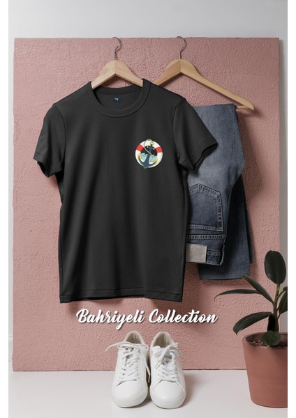 Oversize Can Simidi ve Çıpa - Çapa Cep Tasarımlı Unisex T-Shirt