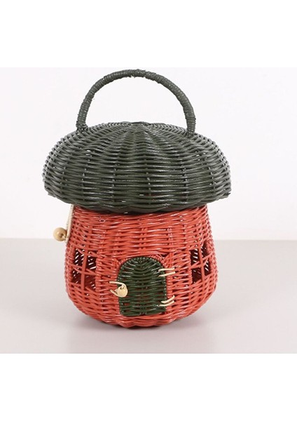 Renkli Mantar Rattan Masa Lambası 22X30 cm