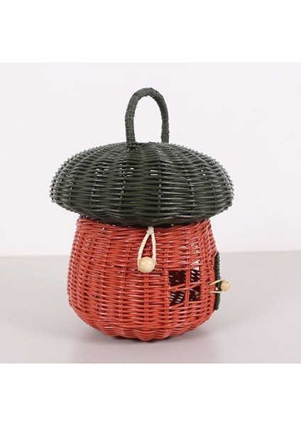 Renkli Mantar Rattan Masa Lambası 22X30 cm