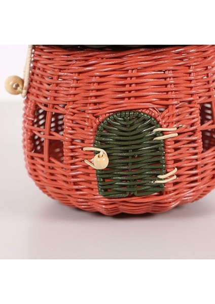Renkli Mantar Rattan Masa Lambası 22X30 cm