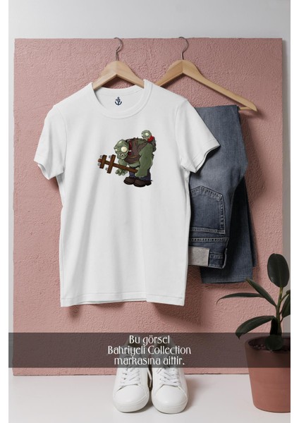 Oversize Giant Zombie Illustration, Plants Vs Zombies Tasarımlı Unisex T-Shirt fiyatları