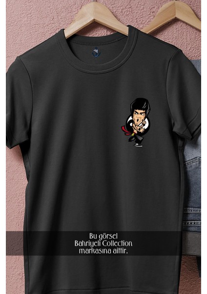 Oversize Cartoon Bruce Lee Cep Tasarımlı Unisex T-Shirt fiyatları