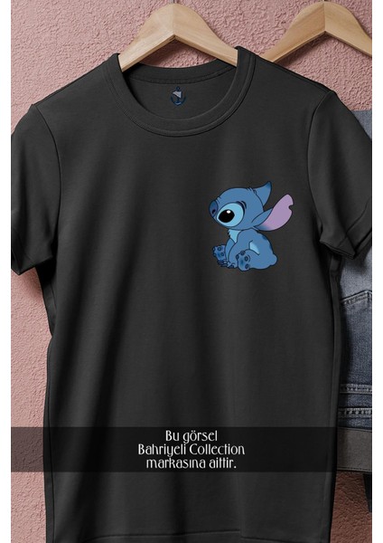 Oversize Lilo Et Stitch Cep Tasarımlı Unisex T-Shirt fırsatları