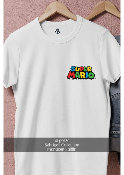 Oversize Süper Mario Cep Tasarımlı Unisex T-Shirt modelleri