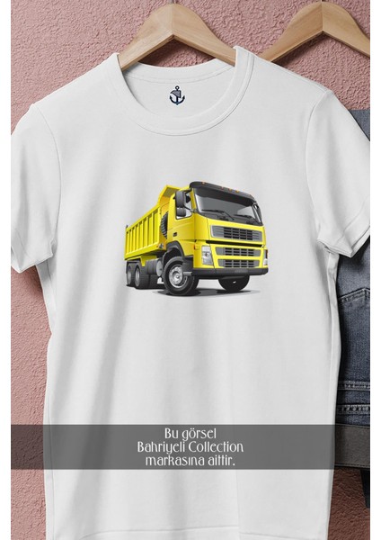 Oversize Sarı Hafriyat Kamyonu Tasarımlı Unisex T-Shirt fırsatları