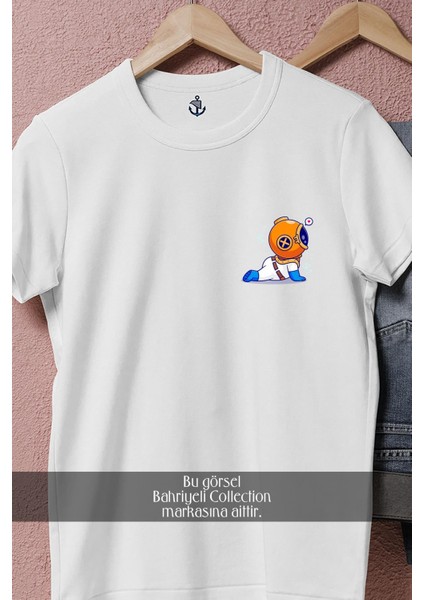 Oversize Mini Dalgıç ve Kalp Cep Tasarımlı Unisex T-Shirt fiyatları