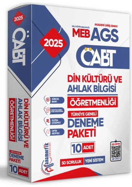 2025 Öabt Din Kültürü ve Ahlak Bilgisi Anamorfik Dkab Öğretmenliği 10LU Çözümlü Paket Deneme Tg