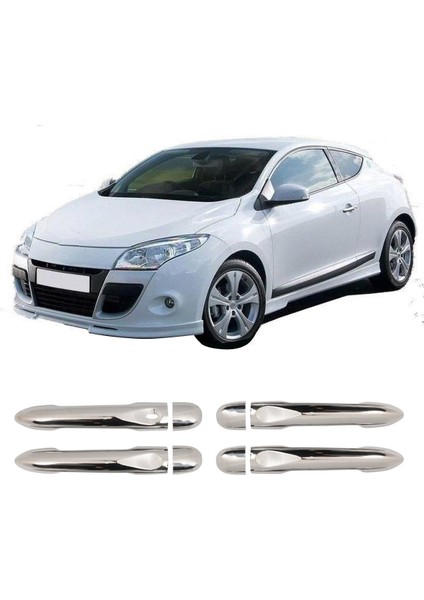 Renault Megane 3 Uyumlu 2010-2016 Krom Kapı kolu 4 Kapı Paslanmaz Çelik Tek Sensör