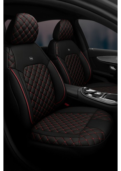Audi A-4 B8/k 2007-2015 Monaco Serisi Eviza Siyah Kırmızı Koltuk Kılıfı