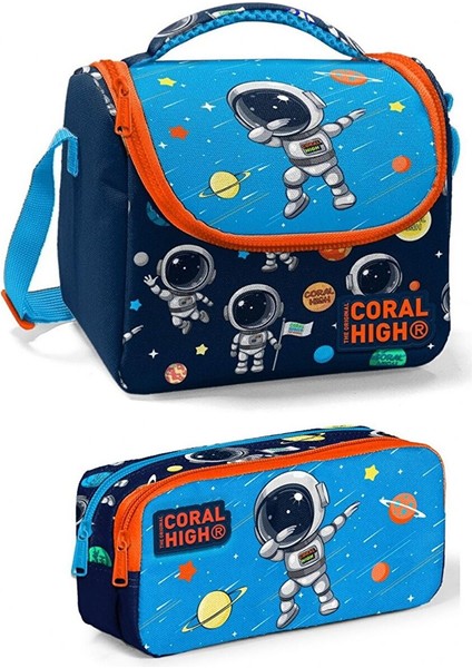Lacivert Mavi Astronot Erkek Çocuk Beslenme Çantası Seti