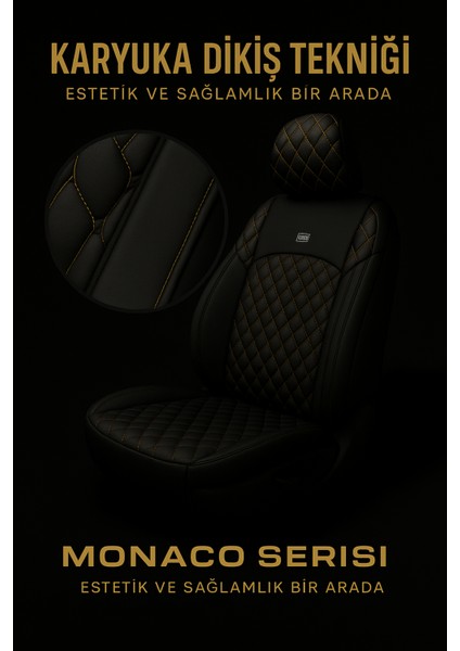 Volvo C70 Coupé 1997–2002 Monaco Serisi Eviza Siyah Sarı Koltuk Kılıfı modelleri