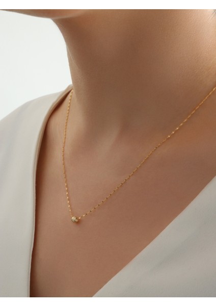 14 Ayar Altın Dorika Toplu Aynalı Zincir Kolye