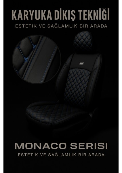 Ds Automobiles Ds 7 Crossback 2018–SONRASI Monaco Serisi Eviza Siyah Mavi Koltuk Kılıfı