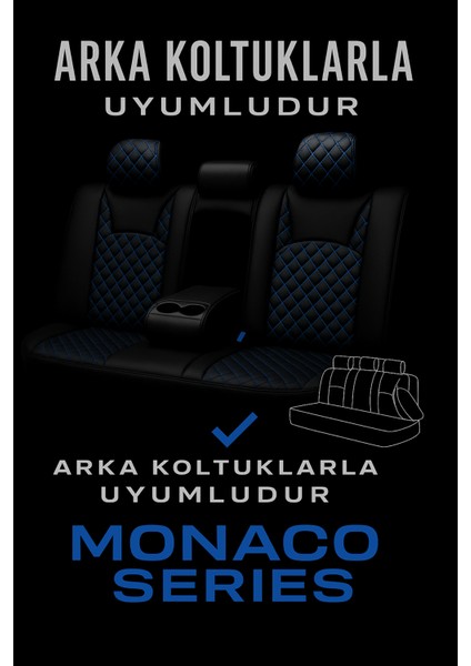 Ds Automobiles Ds 7 Crossback 2018–SONRASI Monaco Serisi Eviza Siyah Mavi Koltuk Kılıfı
