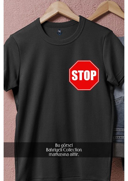 Oversize Stop - Dur Tabela Cep Tasarımlı Unisex T-Shirt fırsatları