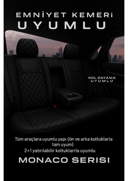 Mazda 3 Sedan 2004–2021 Monaco Serisi Eviza Siyah Koltuk Kılıfı