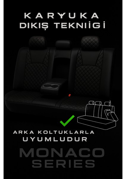 Mazda 3 Sedan 2004–2021 Monaco Serisi Eviza Siyah Koltuk Kılıfı