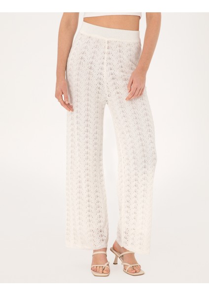 Kadın Beyaz Loose Fit Triko Pantolon 50305606-VR013 fiyatları