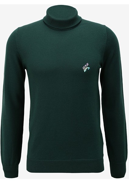 Dik Yaka Normal Düz Koyu Yeşil Erkek Kazak 23IU1M0A0159002_MAGLIA Lupetto